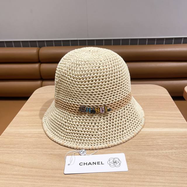 Chanel香奈儿渔夫帽女夏网红日系针织镂空显脸小盆帽素颜遮脸水桶帽百搭可折叠